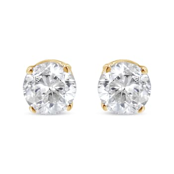 14K Yellow Gold 1/2 Cttw Round-Cut Diamond Solitaire Stud Earrings (O-P
Color, SI2-I1 Clarity)
