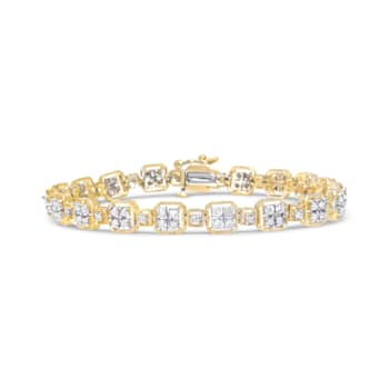10K Yellow Gold 2.0 Cttw Diamond Square Link Bracelet (J-K Color, I2-I3
Clarity) - Size 7"