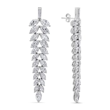 18K White Gold 16.00ctw Marquise and Baguette Diamond Leaf Chandelier
Drop and Dangle Stud Earrings