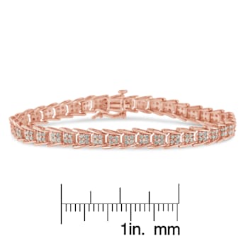 10K Rose Gold Over Sterling Silver 2 Ctw Diamond Wave Tennis Bracelet