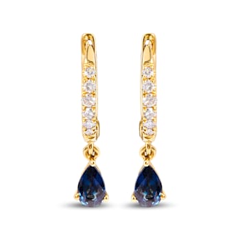 10K Yellow Gold Pear Blue Sapphire and 1/10ctw Diamond Drop and Dangle
Huggy Hoop Earrings