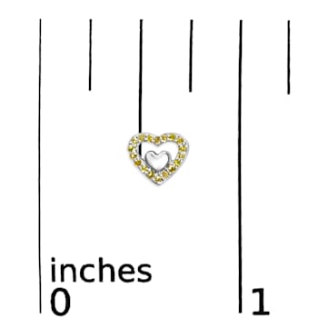 Sterling Silver 1/6 Cttw Yellow Diamond Open Double Heart Stud Earrings