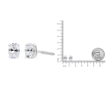 0.50ctw Lab Grown Oval Diamond Solitaire 14K White Gold Stud Earrings