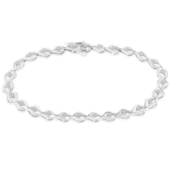 Sterling Silver 1/2ct TDW Rose-cut Diamond Link Bracelet (I-J, I3-Promo)
- 7"