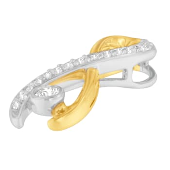 10K Two-Tone Gold 1/5ctw Diamond Radiant Ribbon Pendant w\chain (H-I, I1-I2)