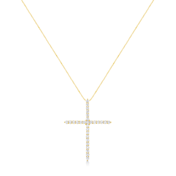 10K Yellow Gold Over Sterling Silver 3.0ctw Round Diamond Cross 18"
Pendant w\chain