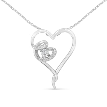 Sterling Silver 1/10ctw Diamond Heart Pendant w\chain (H-I, I1-I2)