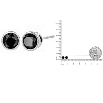 14K White Gold 4.0ctw Round Brilliant-Cut Black Diamond Bezel-Set Stud
Earrings with Screw Backs