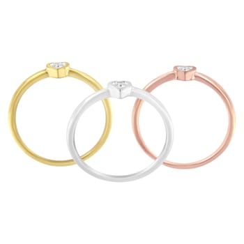 14K Gold Over Sterling Silver Diamond Heart Ring Set (1/6 Cttw, J-K
Color, I1-I2 Clarity)