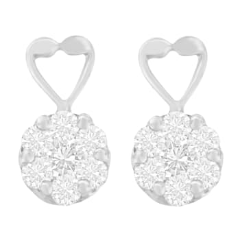 14K White Gold 1 1/4ctw Round Cut Diamond Earrings