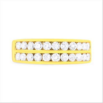 10K Yellow Gold Two-Row Diamond Band Ring (1.0ctw, J-K Color, I1-I2 Clarity)