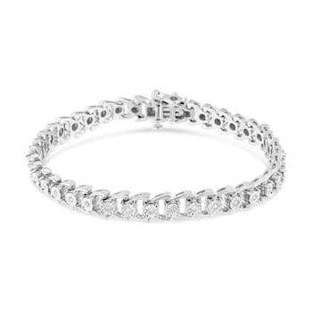 Sterling Silver .25ctw Miracle Set Round Diamond Open Linked Line Bracelet