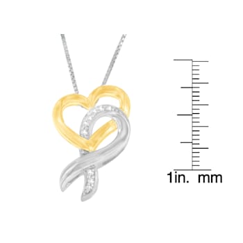 10K Yellow Gold Over Sterling Silver 1/20ctw Diamond Ribbon-Heart
Pendant w\chain(H-I, I1-I2)