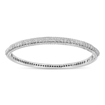 14K White Gold 3.0ctw Round-Cut Diamond Bangle