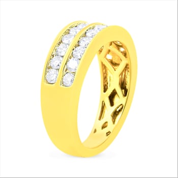10K Yellow Gold Two-Row Diamond Band Ring (1.0ctw, J-K Color, I1-I2 Clarity)