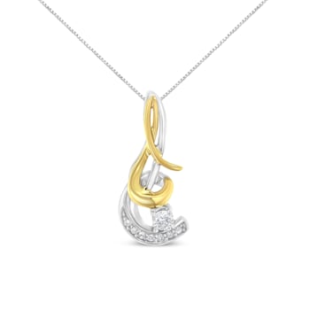 10K Two-Tone Espira 1/10ctw Round Diamond Spiral 18" Pendant
w\chain(J-K Color, I2-I3 Clarity)