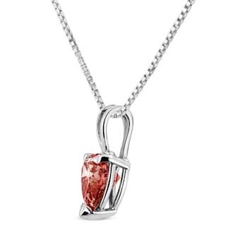 IGI Certified 14K White Gold 1.00ctw Lab Grown Pink Heart Diamond
Solitaire 18" Pendant w\chain