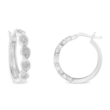 0.10ctw Miracle-Set Diamond Infinity Swirl Sterling Silver Hoop Earrings