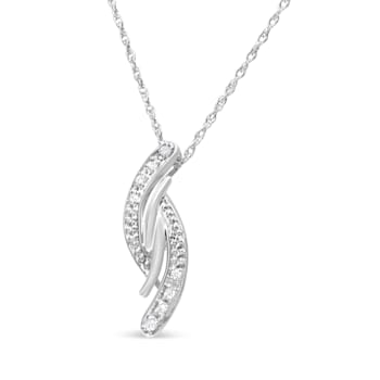 0.05ctw Diamond Accent Bypass Curve Sterling Silver Pendant with Chain