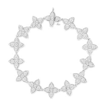 Sterling Silver 2.0ctw Miracle-Set Diamond 4 Leaf Clover Link Bracelet
