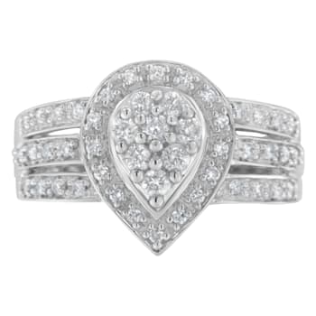 10K White Gold Round Cut Diamond Teardrop Ring (1/2ctw, H-I Color,
SI2-I1 Clarity)