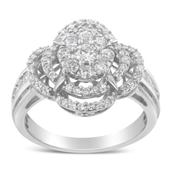 14K White Gold 1.0ctw Mixed Cut Diamond Floral Cluster Ring (H-I Color,
SI2-I1 Clarity)