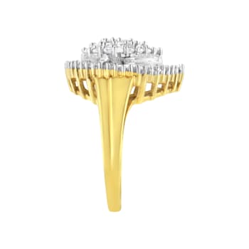 10K Yellow Gold 1.0ctw Mixed Cut Diamond Oval Shaped Cluster Ring (I-J
Color, I1-I2 Clarity)