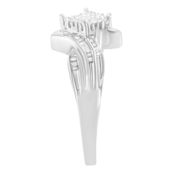 10K White Gold 1/3ctw Mixed Shapes Diamond Bypass Style Cocktail Ring
(I-J Color, I1-I2 Clarity)