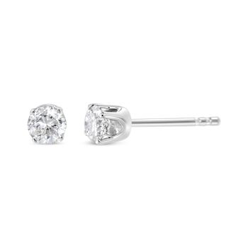 14K White Gold 5/8ctw Round Brilliant-Cut Lab Grown Diamond Classic Push
back Stud Earrings