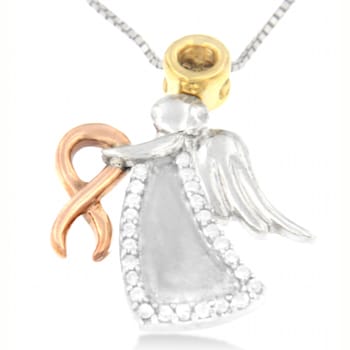 10K Tri-Color Gold Diamond-Accented Angel Awareness Ribbon Pendant
w\chain(H-I Color, I1-I2 Clarity)