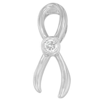 Sterling Silver 1/10ctw Diamond Ribbon Pendant w\chain (H-I, I1-I2)