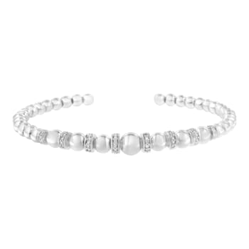 Sterling Silver 1/4 cttw Diamond Ball Bead Bangle Bracelet (I-J, I2-I3)
- 7"