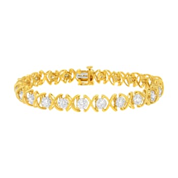 10K Yellow Gold Over Sterling Silver 2.0ctw Diamond "XOXO" Bracelet
