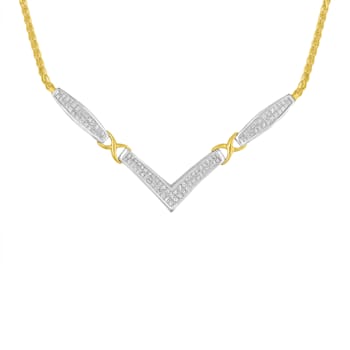 14K Two-tone Gold 2.0ctw Diamond Flared and X-Station V Shaped Necklace
(H-I Color, SI2-I1 Clarity)