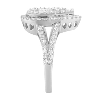 Sterling Silver Diamond Cluster Ring (1 1/2 Cttw, H-I Color, I1-I2 Clarity)
