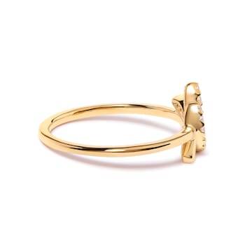 10K Yellow Gold 1/10ctw Diamond Leaf and Branch Ring (H-I Color, I1-I2 Clarity)
