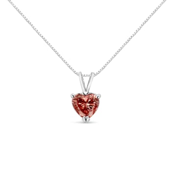 IGI Certified 14K White Gold 1.00ctw Lab Grown Pink Heart Diamond
Solitaire 18" Pendant w\chain