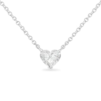 14k White Gold 1/4ctw Lab Grown Heart Shape Diamond Solitaire Necklace
(E-F Color, SI1-SI2 Clarity)