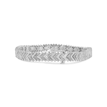 0.16ctw Diamond Chevron Sterling Silver Tennis Bracelet