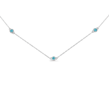 Sterling Silver Treated Diamond Station Necklace (1/2 cttw, Blue Color,
I2-I3 Clarity)