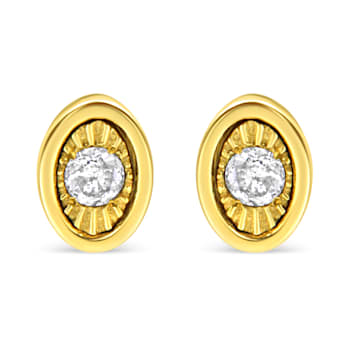 10K Yellow Gold Over Sterling Silver 1/10ctw Miracle-Set Diamond Circle
Shape Stud Earrings
