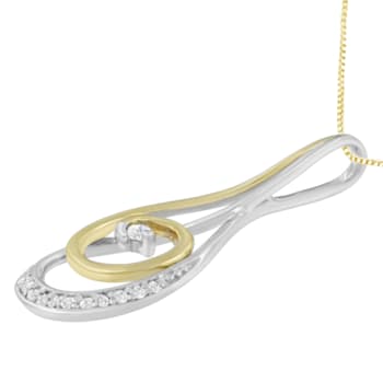 10K Two-Tone Gold Espira Round Diamond Spiral Pendant w\chain(1/6ctw,
J-K Color, I2-I3 Clarity)