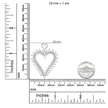 Sterling Silver 1 3/4ctw Round Diamond Lined Open Heart Pendant w\chain 18"