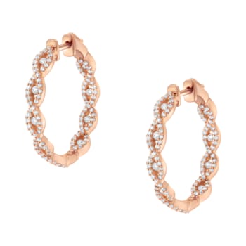 10K Rose Gold Diamond Hoop Earring 1.0ctw