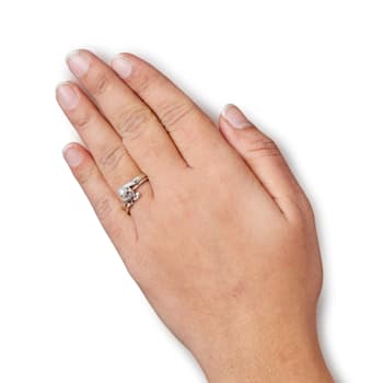 Sterling Silver 1/10ctw Diamond Swirl and Bypass Bridal Set Ring and Band