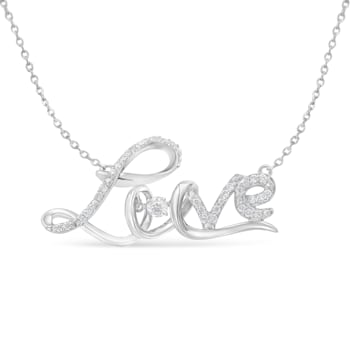 Sterling Silver 1/4 Cttw Diamond Cursive "Love" 18"
Pendant Necklace (H-I Color, I1-I2 Clarity)