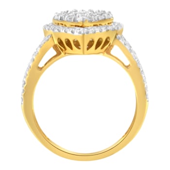 10K Yellow Gold Over Sterling Silver Diamond Cluster Ring (1 1/2 Cttw,
H-I Color, I1-I2 Clarity)