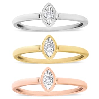 14K Gold Over Sterling Silver 1/6ctw Diamond Stackable Promise Ring Set
(J-K Color, I1-I2 Clarity)