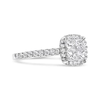 14K White Gold 1.00 Cttw Invisible Set Princess Diamond Composite
Cushion Engagement Ring