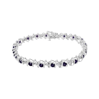 3.5 mm Lab Created Purple Amethyst and 1/6 ctw Diamond Rhodium Over
Sterling Silver Tennis Bracelet